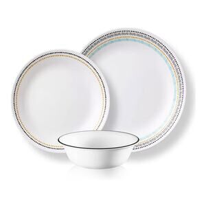Corelle Vitrelle Dinnerware Set Chip & Crack Resistant Triple Layer Glass 16-PC